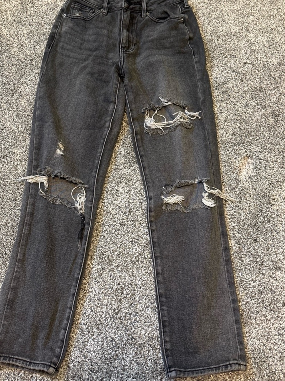 PacSun Women's Black Distressed Straight-Leg Jeans
